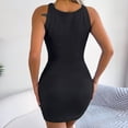 thumbnail image 4 of IROINNID Bodycon Dress For Women Sleeveless Round Neckline Casual Button Waist Retraction Dress Strapless Solid Color Dress, 4 of 7