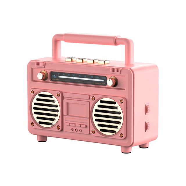 Haut-parleur Bluetooth Sans Fil Portable Mini Design Rétro avec Chargement USB 4.7 Po x 3.96 Po x 2.17 Po Noir Rose Brun Rouge