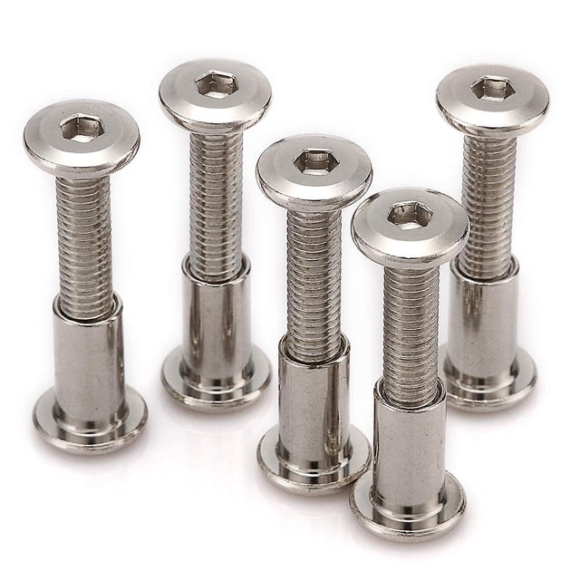 20pcs M6 Furniture Joint Connector Bolt & Cap Nut Kit Use for Cot Bed Crib Bolts Hex Drive Socket Cap Bolts - Hex Socket Screws Head (25mm)