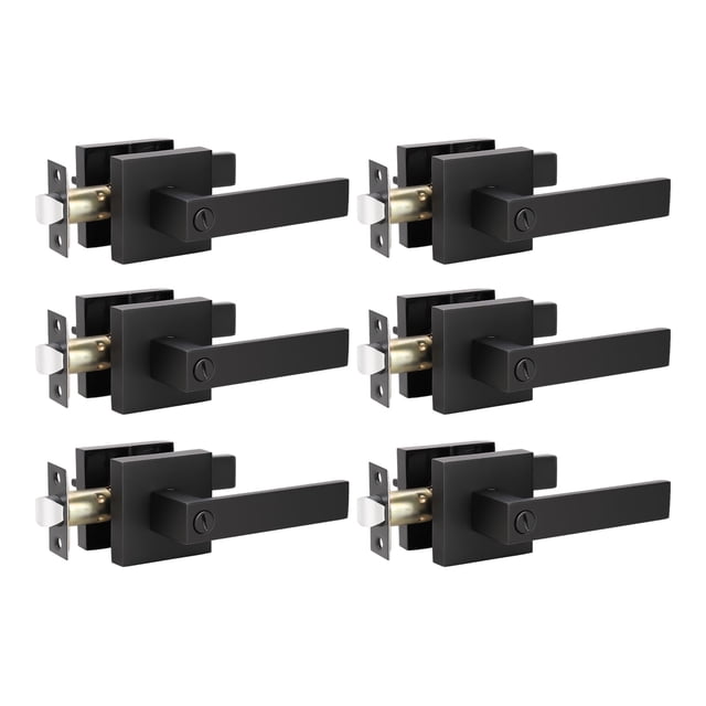 Manillas de puerta KNOBWELL Privacy Lever para cama y baño, 6 unidades, color negro