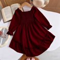 thumbnail image 5 of OJSFQUFP Girls' Spring Summer and Fall Dress: Square Neck Flared Sleeves Ruffled Hem Dress, 5 of 6