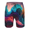 thumbnail image 3 of Balery Colorful Surreal Landscape Traje de Baño Estilo Hawaiano para Hombre, Shorts de Secado Rápido con Bolsillos-Large, 3 of 5