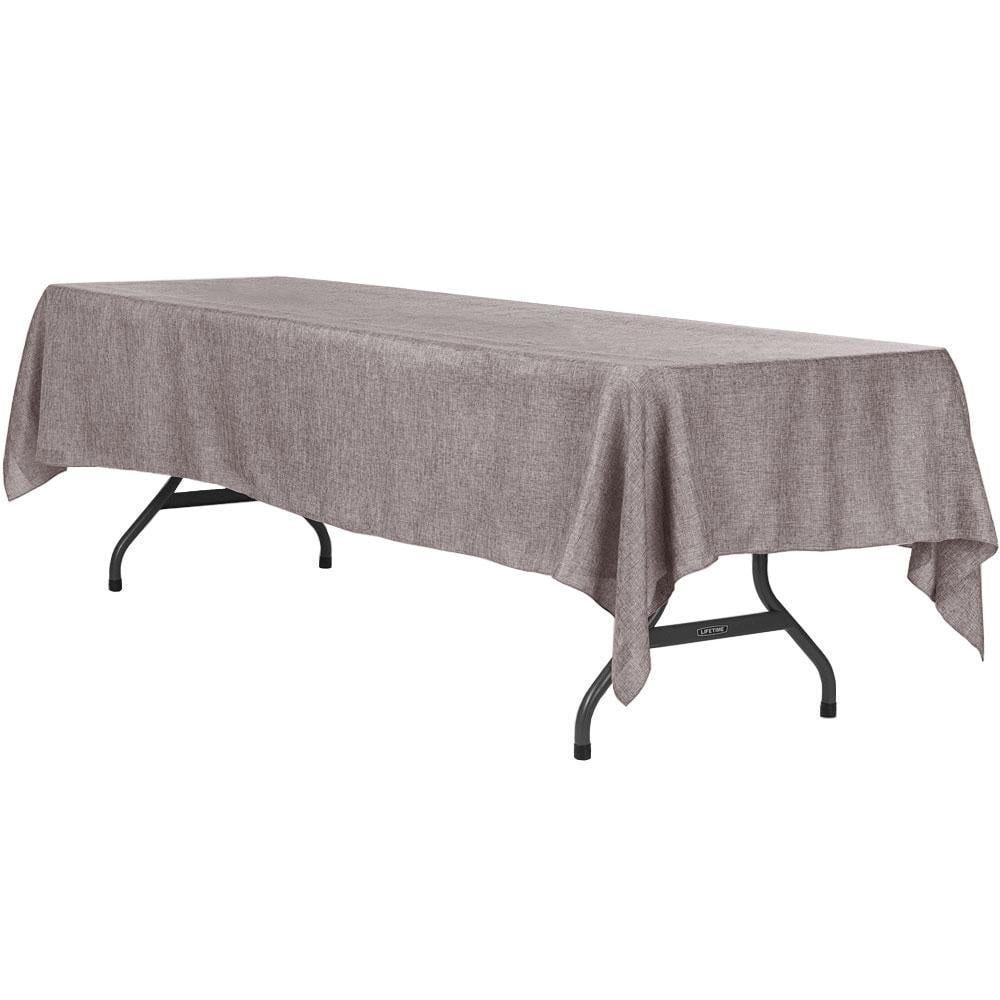 1 Pc, Faux Burlap Tablecloth 60"X120" Rectangular Gray For Wedding