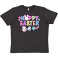 thumbnail image 3 of Inktastic Happy Easter with Bunny Face and Easter Eggs Youth T-Shirt, 3 of 5
