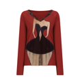 thumbnail image 4 of LEAVINGSUO Fall Winter V Neck Long Tops for Women, Womens Tops Clearance Women Sexy Slim Lace Stiching Casual Printing Long Sleeve V-Neck Shirts Blouses Tops, 4 of 4