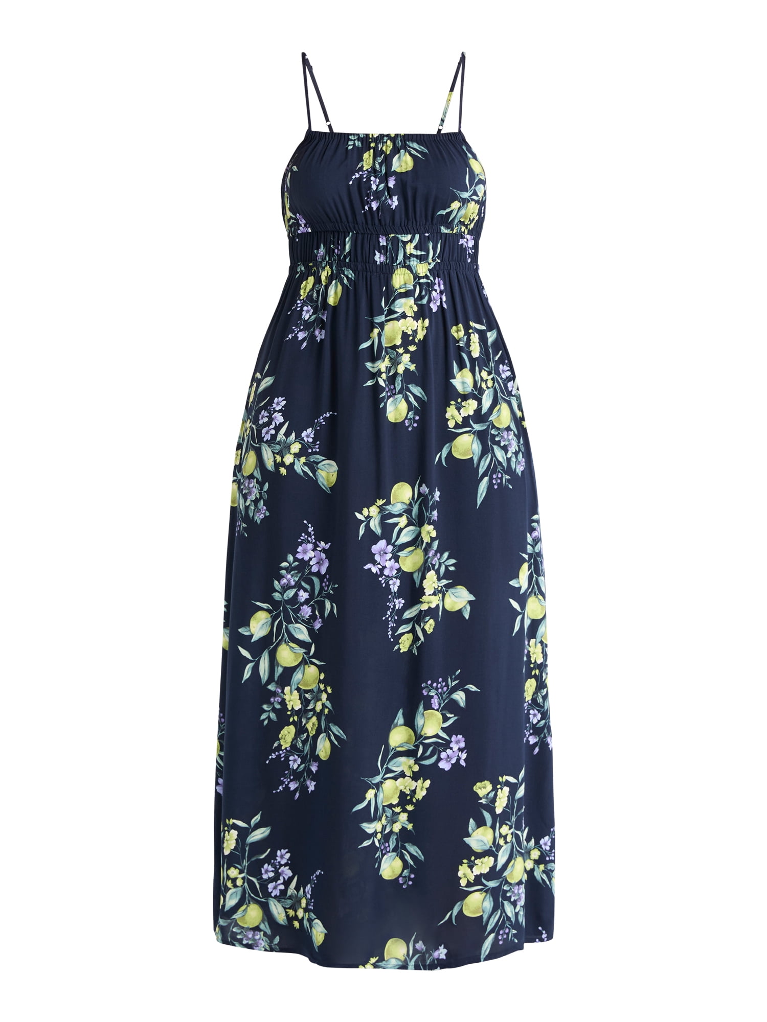 Time and Tru Women's and Women's Plus Smocked Waist Maxi Dress, Sizes XS-4X