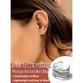 thumbnail image 3 of Pendientes abiertos de plata esterlina Silvora Feather Ear Cuff para hombres y mujeres ajustable sin perforación para Halloween Cosplay Fiesta, 3 of 8