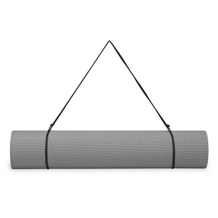 Gaiam Essentials Premium Yoga Mat with Yoga Mat Carrier Sling, 72L x 24W x 1/4 Inch Thick, Grey