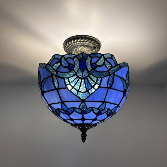 Enjoy Decor Lamps 12-Inch Tiffany Ceiling Light with Stained Glass Bowl