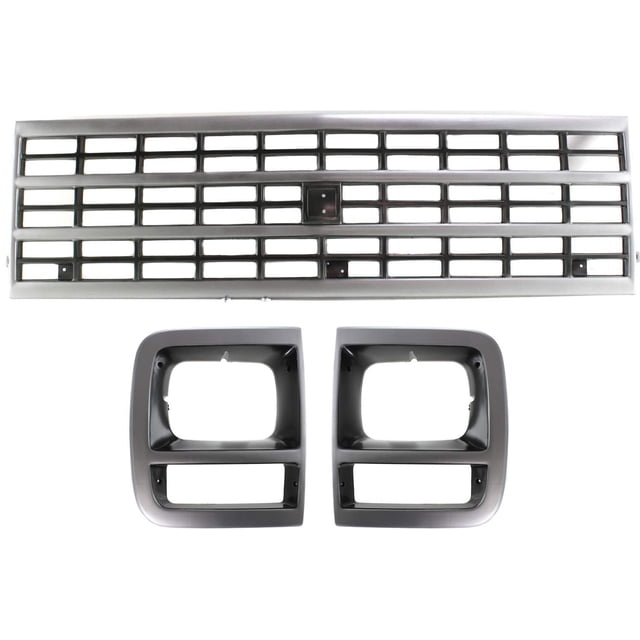 Garage-Pro Grille Assembly Kit Compatible with 1992-1995 Chevrolet G10, Fits G20, Fits 1992-1996 G30, Fits P30, Silver Shell with Black Insert