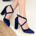 thumbnail image 4 of Sina - Tacones altos con tiras cruzadas altos con tiras cruzadas cruzados de terciopelo azul oscuro azul oscuro 26 CM, 4 of 5