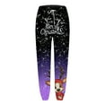 thumbnail image 4 of Arlun Christmas Gradient Colors Cinch Bottom Sweatpants for Women Fashion Cute X-Mas Reindeer Graphic Drawstring Elastic High Waist Joggers Loose Comfy Workout Pants A Purple M, 4 of 4