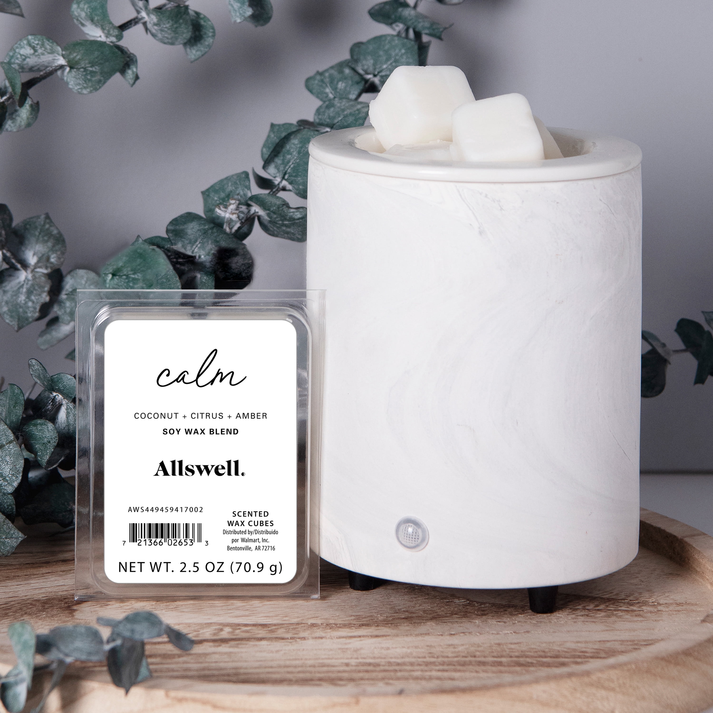 Allswell Calm Wax Melts 6-Cubes Coconut Citrus Amber, Soy Blend