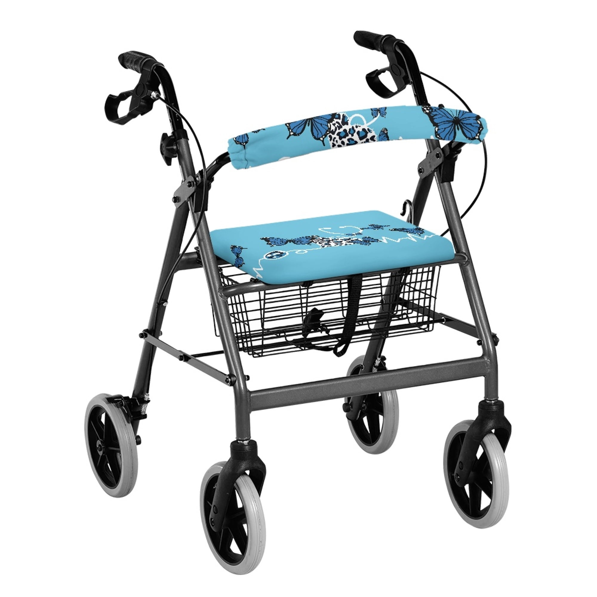 COEQINE Butterfly Print Rollator Seat Cover Anima Print Rollator Seat Back Cover Walker Covers Dust Cover Ideal Gifts Walker Seat Set 2 Pack Covers for Womens