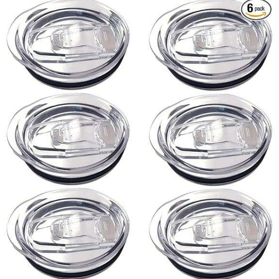 6 Pack 20 oz Skinny Tumbler Replacement Lids Plastic Splash Covers -Clear