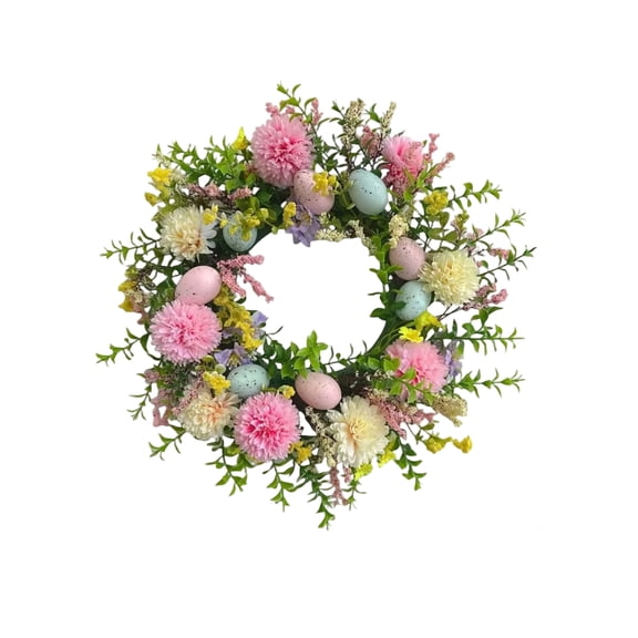 LEWEEN Spring Colorful Leaf Easter Faux Wreath 17.7 Inch, Boho Door Wall Decorations, Indoor Outdoor Home Decor Easter Gifts for Holiday Party Wedding