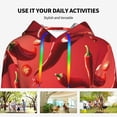 thumbnail image 4 of Fotbe Floating Red Chili Peppers Pattern Womens Long Sleeve Hoodie, Pullover Hooded Sweatshirt, Kangaroo Pocket Hoodie with Eye-catching Drawstrings-Medium, 4 of 7
