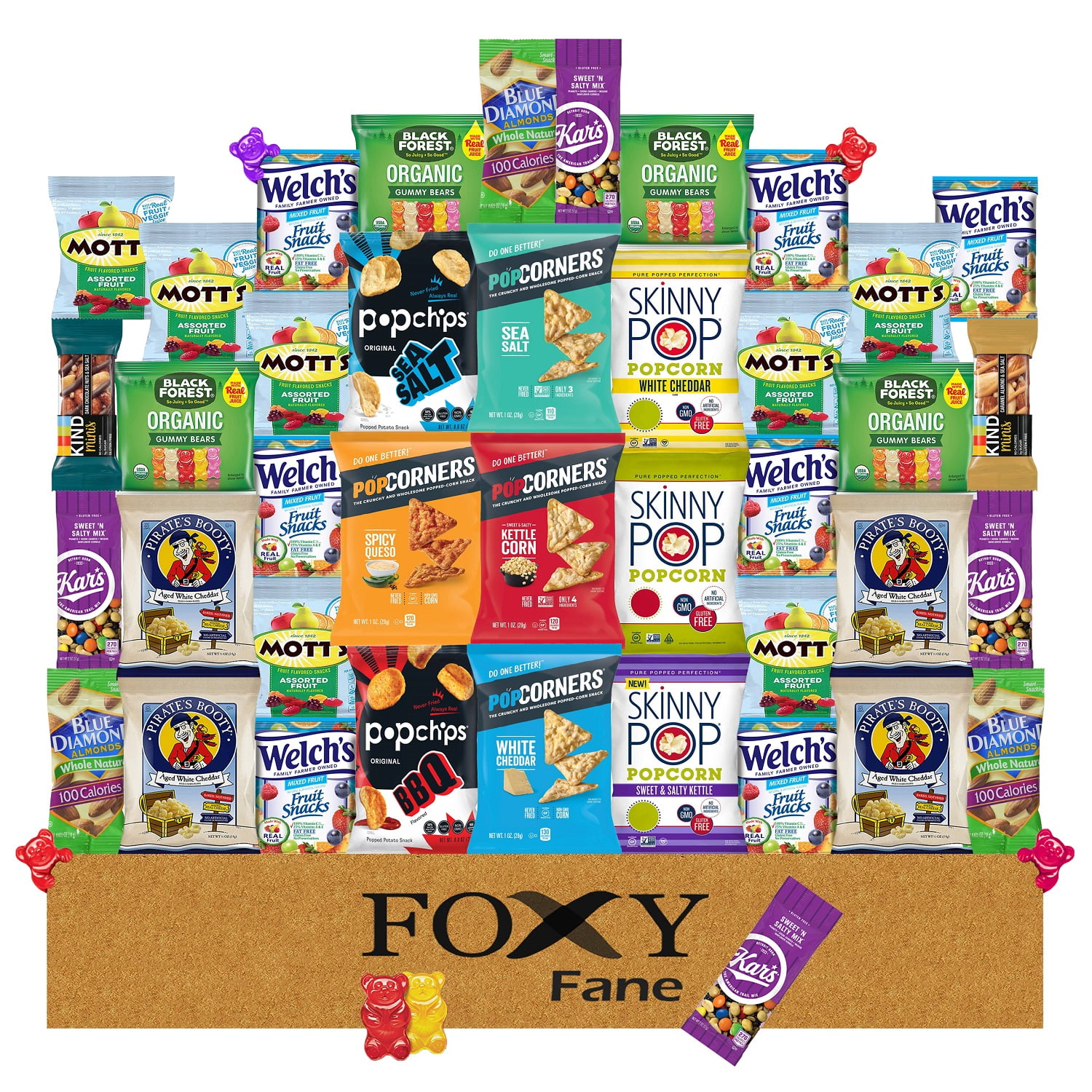 Foxy Fane 40 count Premium Gluten-Free Healthy Snack Box - Ultimate Gift  Care Package with Variety of Chips, Nuts, Bars, Popcorn & more - Bulk Bundle  of Gluten Free Delicious Treats (40