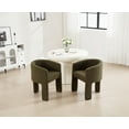 thumbnail image 3 of Guyou Modern Boucle Dining Chairs Set of 2, Barrel Sherpa Side Chair with Curved Backrest and Arms, Comfy Dressing Vanity Chairs, Upholstered Kitchen Chairs for Living Room Bedroom Dining Room, Green, 3 of 7