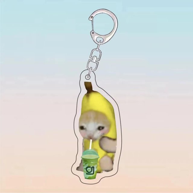 Colgante De Plátano Gato Feliz Llavero Oloroso Acrílico Transparente Lindo Bolso De La Pareja Regalo