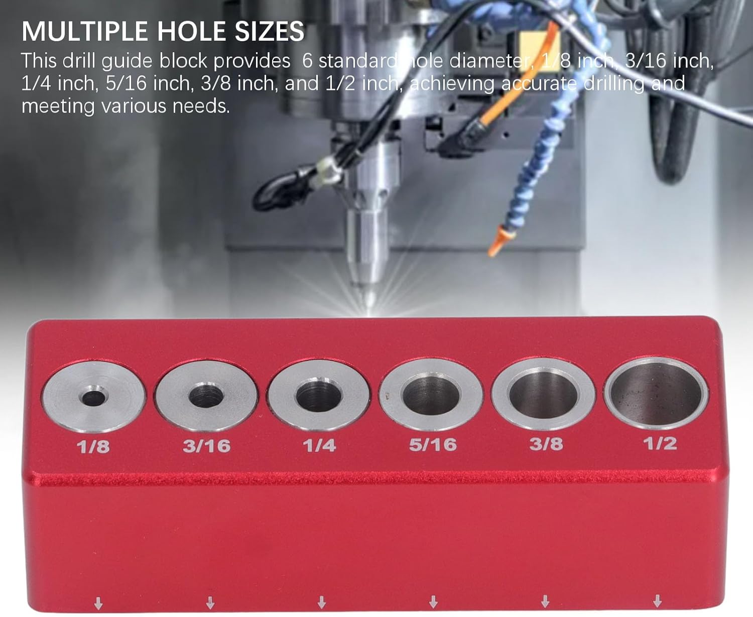 ABPETE Self Centering Doweling Jig Kit, 1/8in 3/16in 1/4in 5/16in 3/8in 1/2in Drill Jig Hole Drilling Locator for Straight Holes Biscuit Joiner Set, Round Dowel Drill Block Drilling