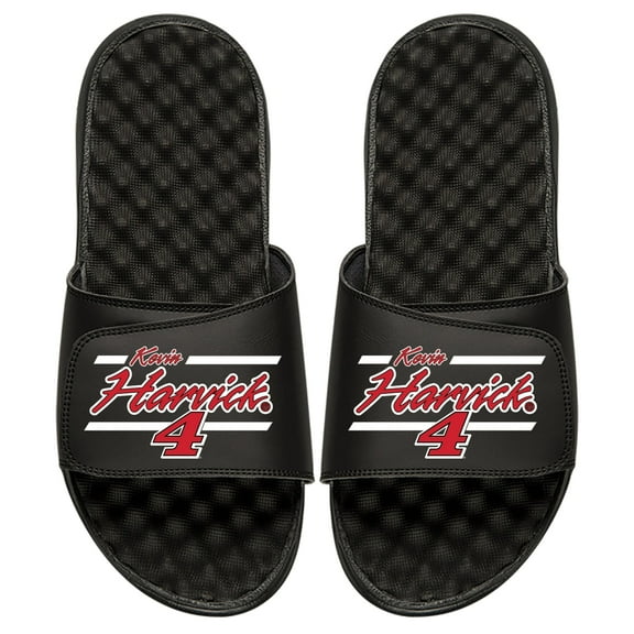 Men's ISlide Black Kevin Harvick NASCAR Driver Bar Slide Sandals