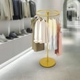 thumbnail image 3 of 360° Rotatable Gold Round Garment Rack Floor Standing Portable Clothing Rack for Dance Halls Laundry Shops, 3 of 14