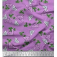 thumbnail image 1 of Soimoi Purple Cotton Voile Fabric Leaves & Moth Insects Fabric Prints By Yard 56 Inch Wide, 1 of 1