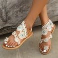 thumbnail image 5 of Tawop Sandals Women Womens Shoes Walking Shoes Flat Sandal Beach Lace Thong Toe Light Blue Size 5.5, 5 of 9