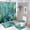 Color-2, variant on Tropical Hibiscus Palm Tree Print Shower Curtain Waterproof Bathroom Curtain Anti-slip Bath Mat Set Toilet Rugs Carpet