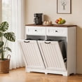 thumbnail image 3 of AHB Double Tilt Out Trash Cabinet with Drawers for Two 10 Gallon Bins, Kitchen Trash Can Storage Organizer, 35.63"L x 13"W x 35.63"H, White, 3 of 8