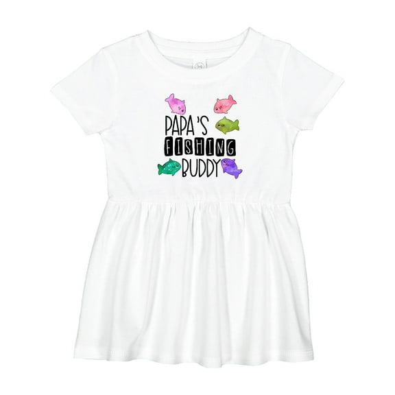 Inktastic Papa's Fishing Buddy with Colorful Fish Girls Baby Dress