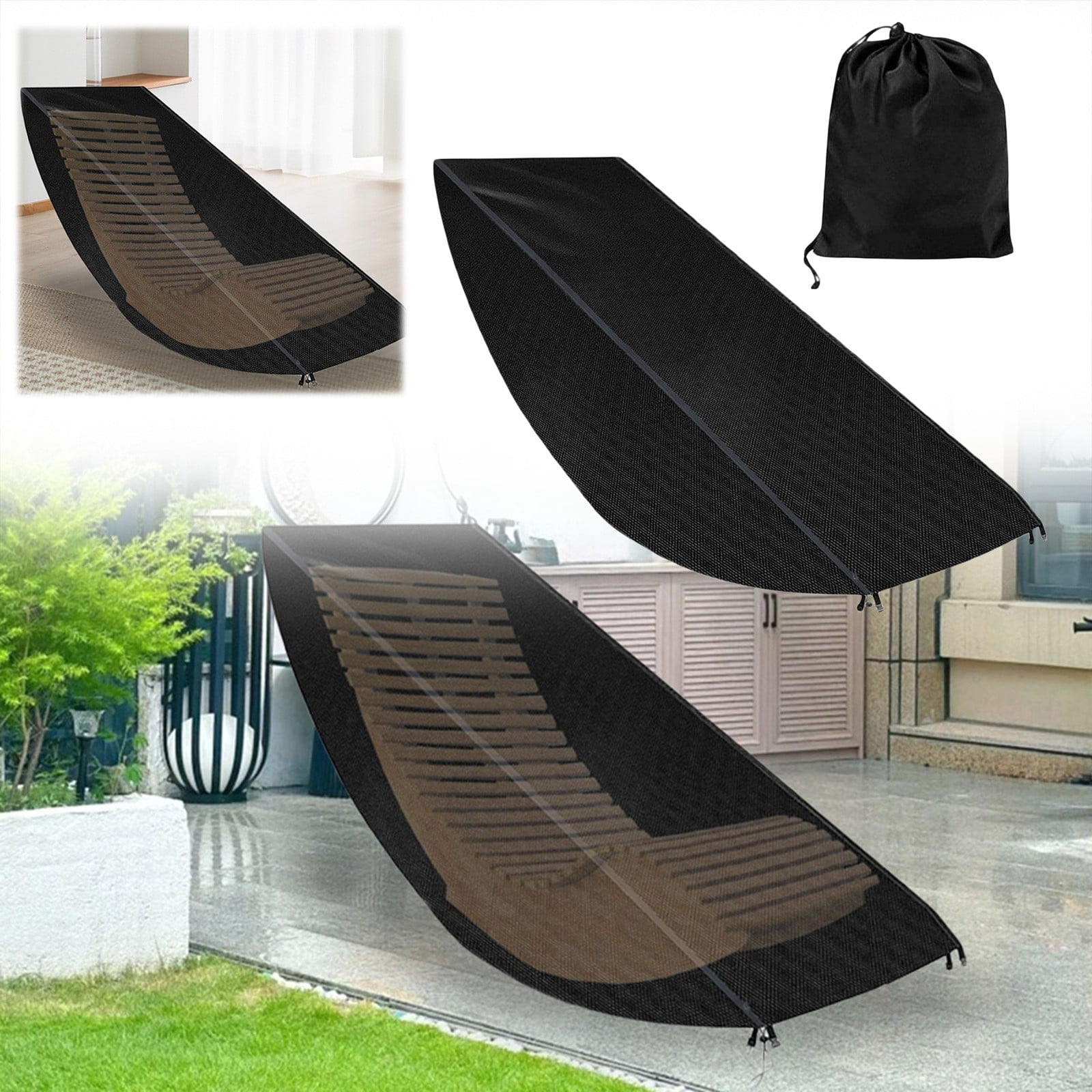 Heavy Duty 600D Waterproof Patio Chaise Lounge Cover - UV Resistant Outdoor Lounge Chair Cover for Pool, Garden & Patio Furniture Protection