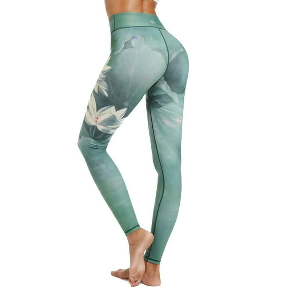 Tejiojio Fall Sport Yoga Printed Mid Thigh Stretch Cotton Span High Waist Long Active Leggings