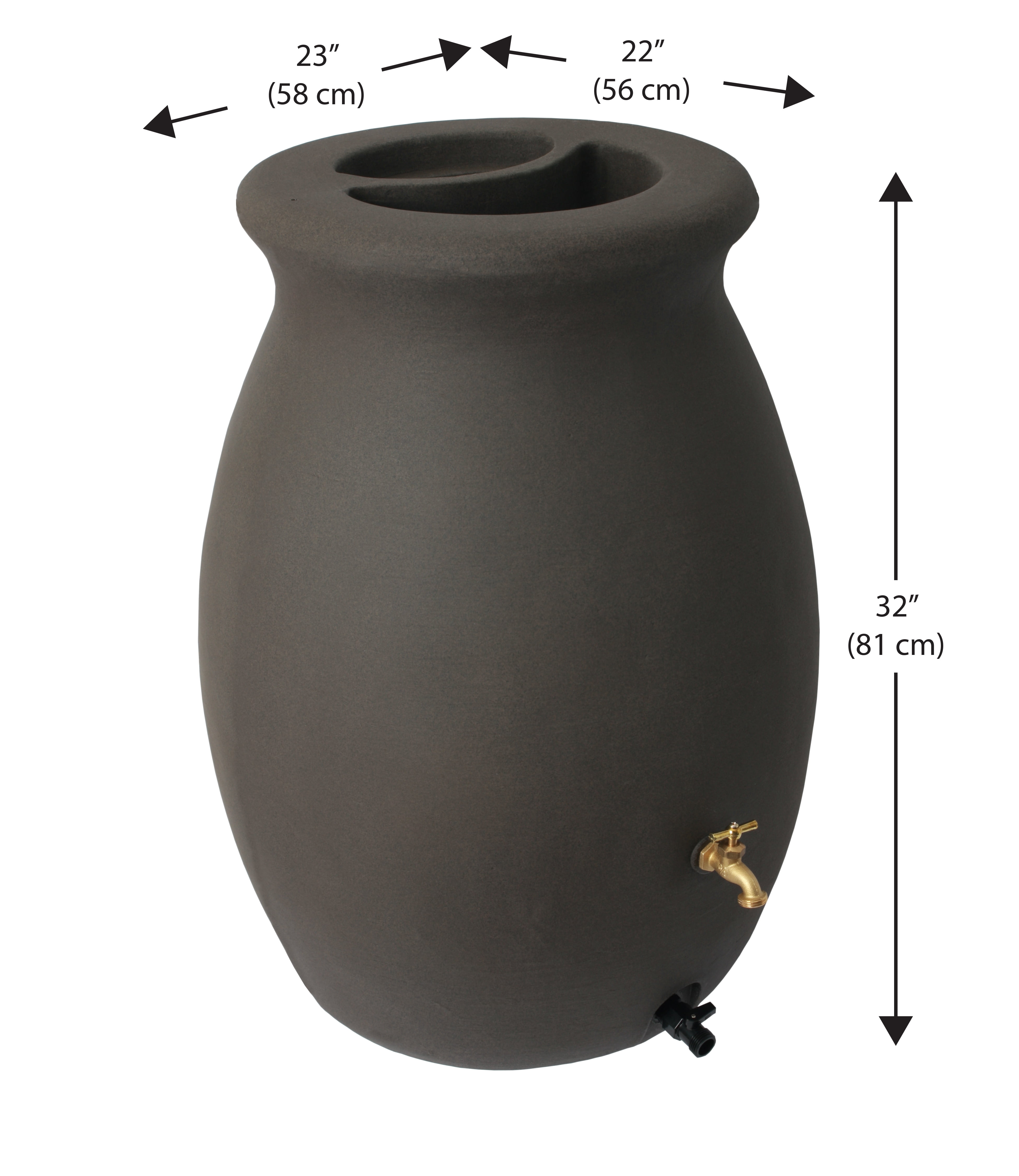 Algreen Flat Back Castilla Rain Barrel, 50 Gallon, Charcoalstone Resin