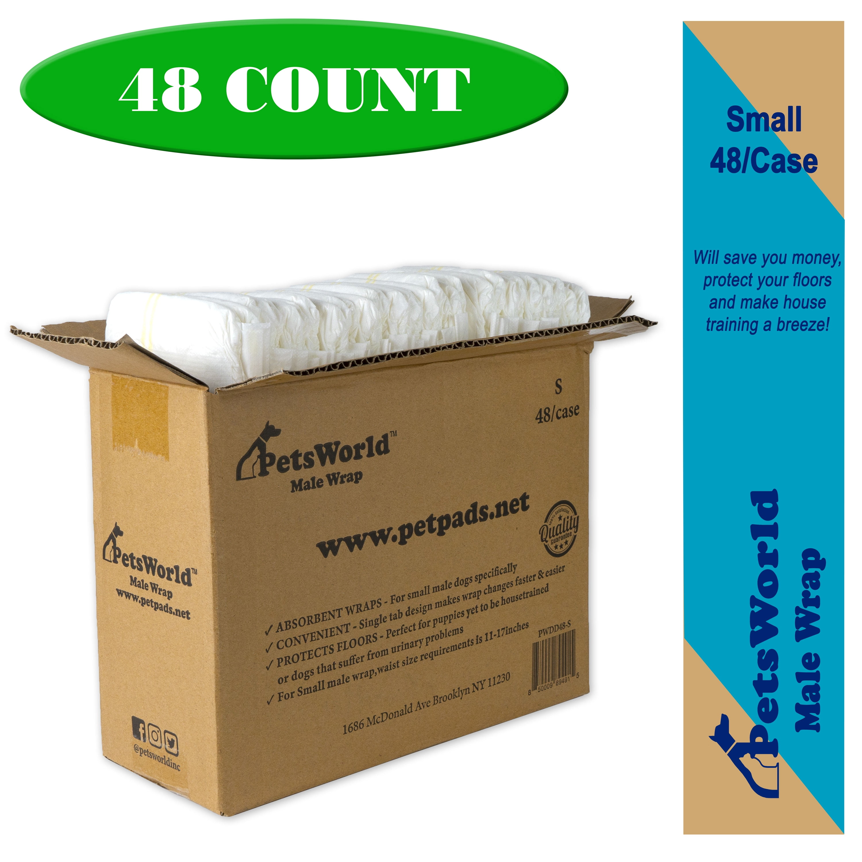 Disposable Dog Wraps for Male Dogs Premium Quality Adjustable Super Absorbent Diapers with Leak Proof Fit, Best Comfort Fit (S), 48
