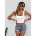 thumbnail image 4 of Beautyin Women Wide Straps Tank Top with Square Neck Slim Short Cami, 4 of 6