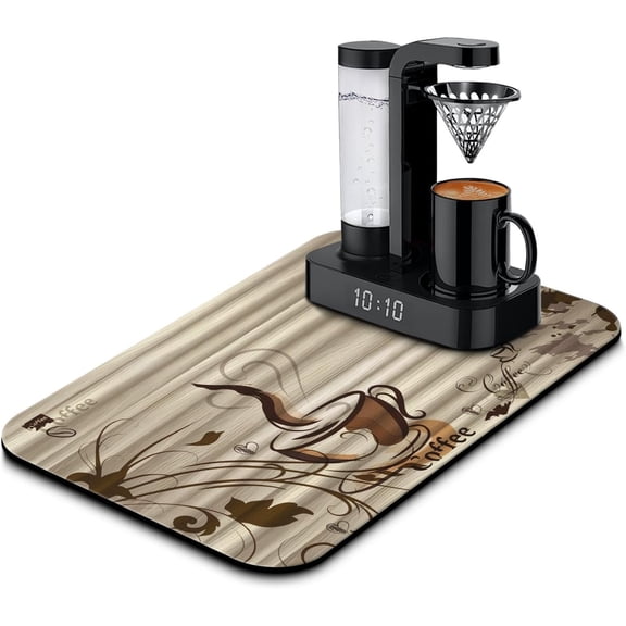 Fun Coffee Mat 19inx12in,Coffee Bar Mat for Countertops,Absorbent Hide Stain Anti-Slip Coffee Bar Accessories Fit Under Coffee Machine Mat,dish Drying Mats for Kitchen