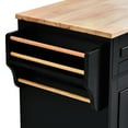 thumbnail image 3 of 5 Drawer Kitchen Island With Rubber Wood Desktop And Mobility - Black Drawers Black,, 3 of 6