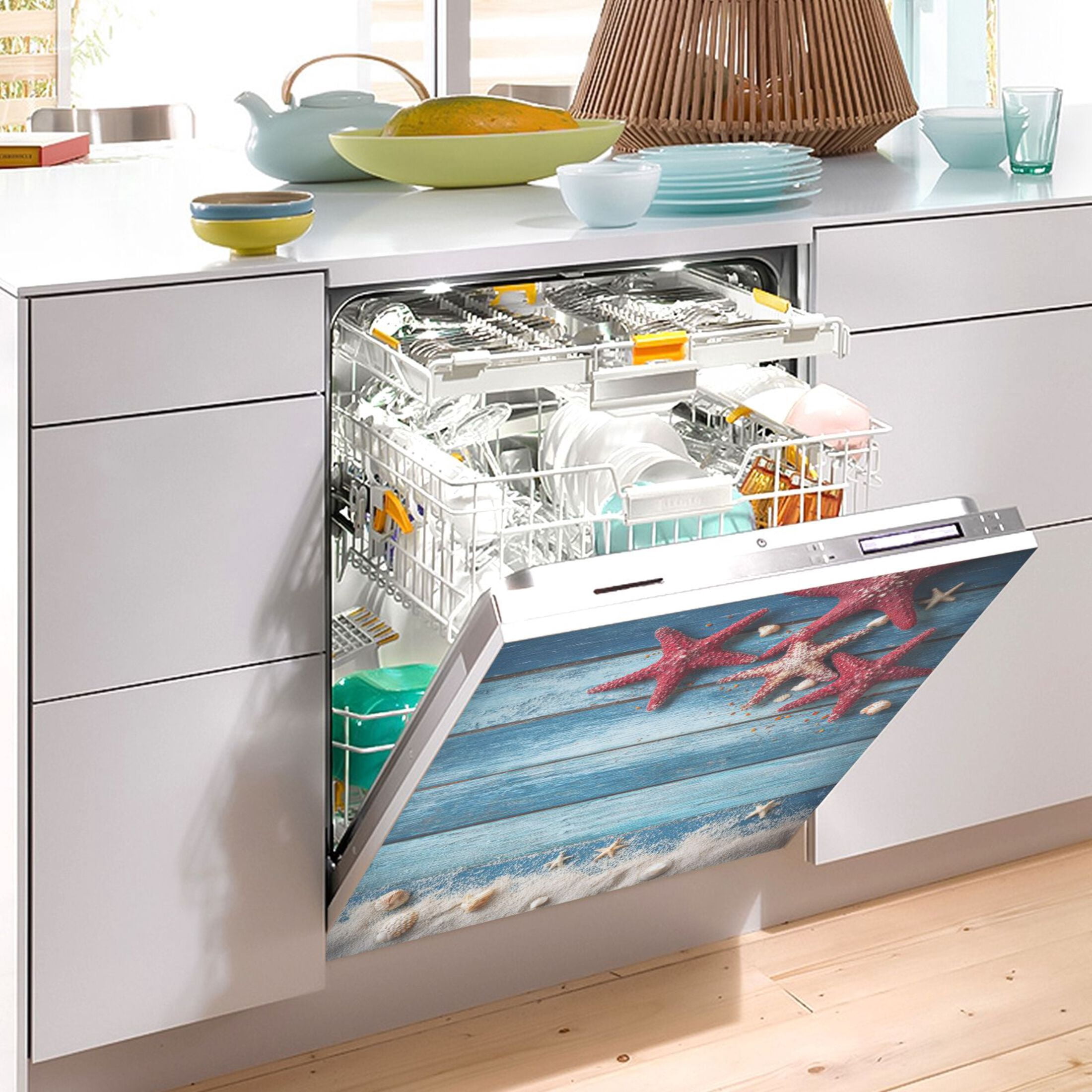 Dishwasher Sticker Magnetic Dishwasher Sticker Magnetic Decorative Sticker Refrigerator Sticker Dishwasher Decorative Stickers Summer Starfish Beach
