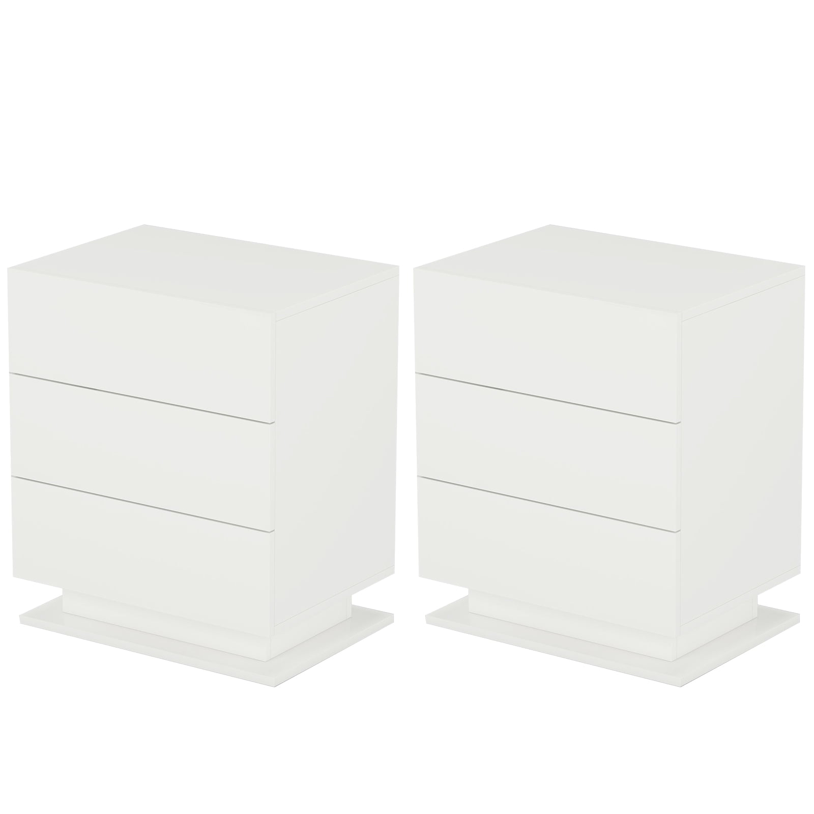 Hironpal LED Nightstand Set of 2, Modern Bedside Table with 3 Drawers