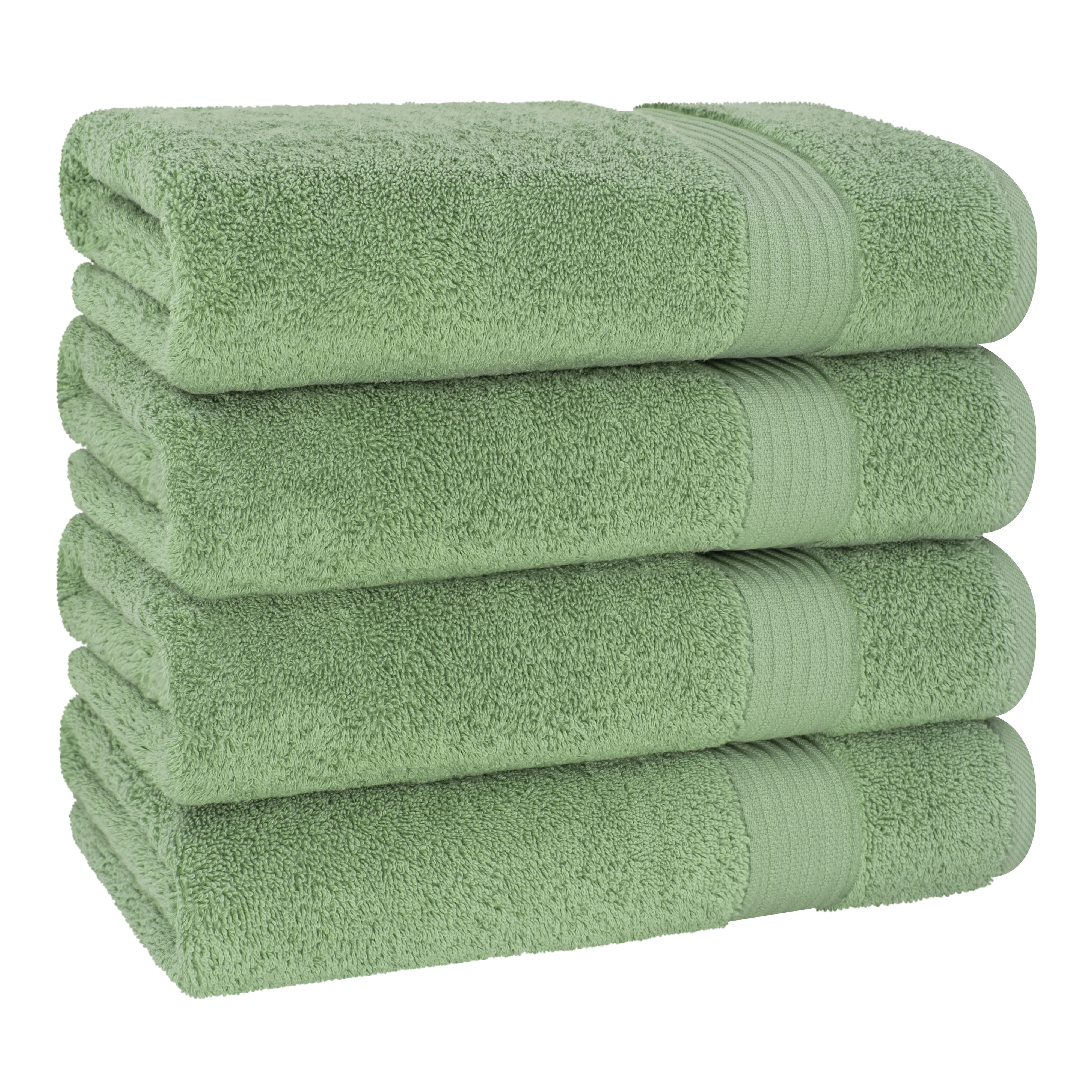 Cotton Paradise 100% Cotton 4 Piece Turkish Bath Towel Set, Soft Plush Towels Clearance Bathroom Set, Sage Green