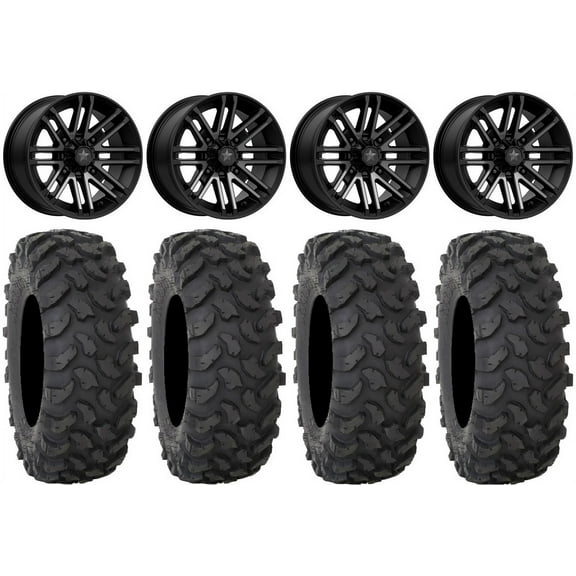 MSA Black Rogue 15" UTV Wheels 32" XTR370 Tires Kawasaki Teryx Mule