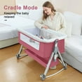 thumbnail image 4 of JieC 5-in-1 Baby Bassinet with Wheel,Adjustable Height Infant Bedside Crib with Diaper Table & Mosquito Net,Pink, 4 of 9