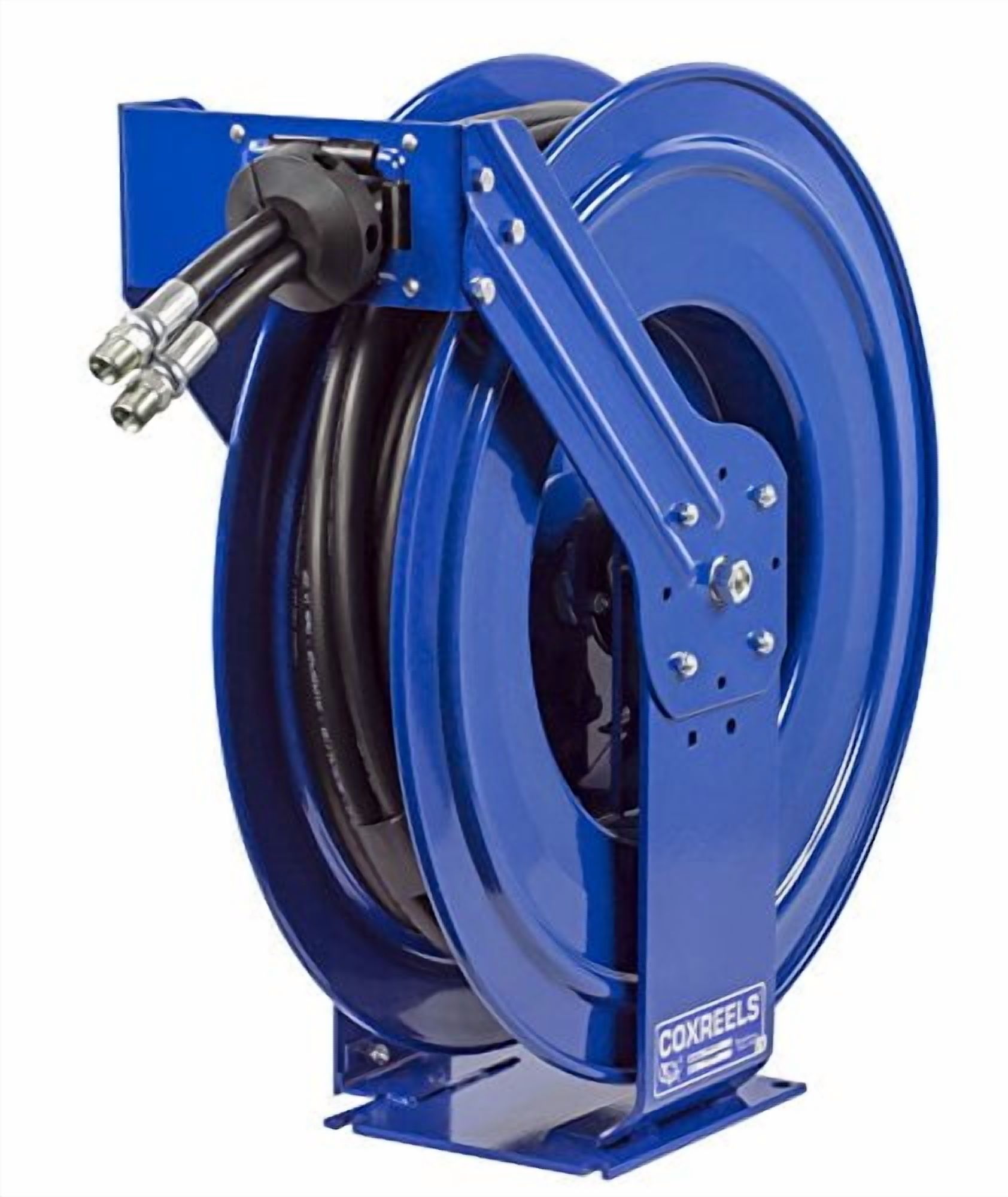 Dual Hydraulic Spring Retractable Hose Reel, 1/2" I.D. 50' Hose, 2500 PSI, Lot of 1