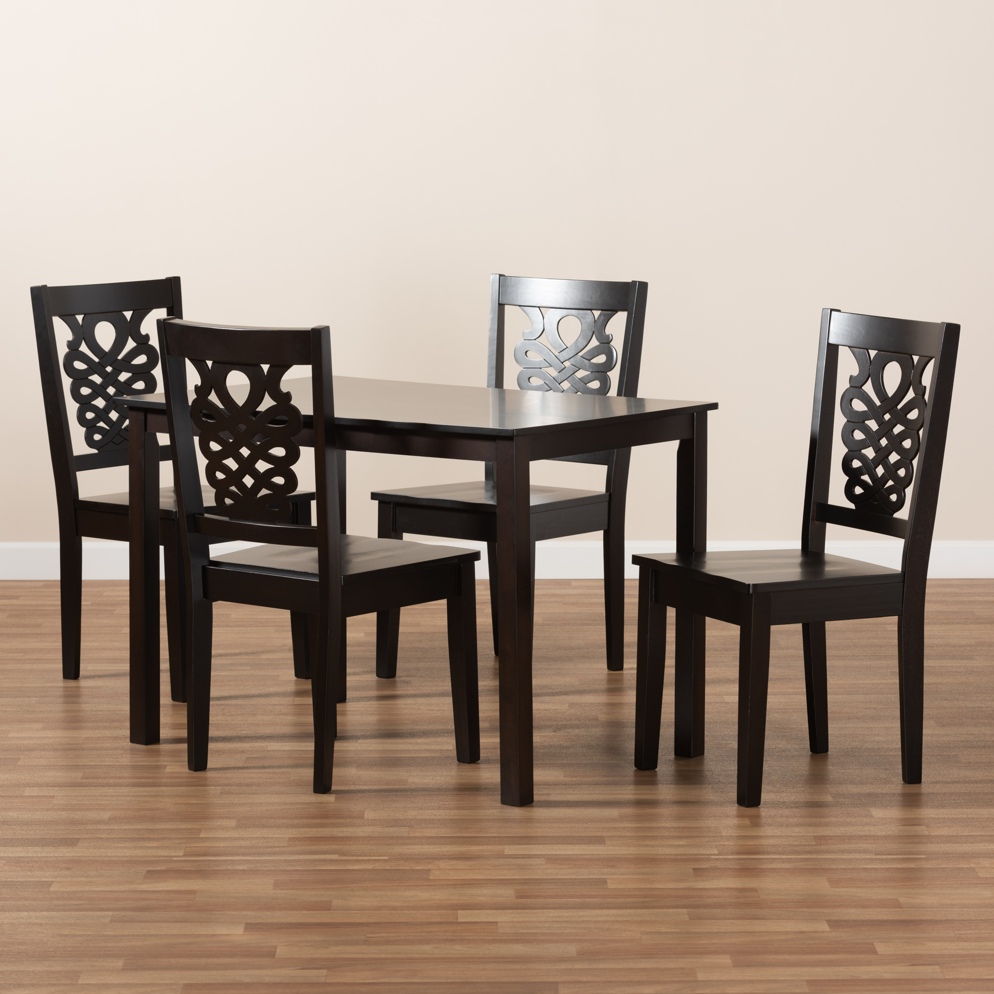 Baxton Studio Luisa Modern and Contemporary Transitional Dark Brown Finished Wood 5-Piece Dining Set
