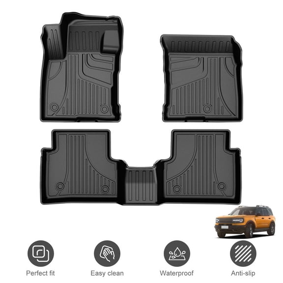 Custom Fit TPE Floor Mats For 2021‑2026 Ford Bronco Sport, All Weather Waterproof Anti‑Slip Floor Liners, 1st & 2nd Row Full Set Car Accessories