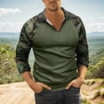 thumbnail image 2 of khonts Clearance,Men's Camo Printed Splicing Design Polo Shirts Button up Long Sleeve Oversized Tops V-Neck Loose Fit Causal T Shirts Green XXXL, 2 of 5