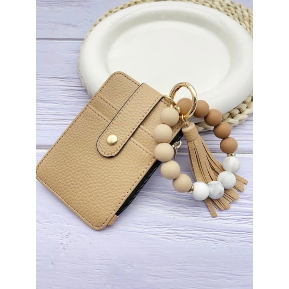 Boho Style Beaded & Tassel Decor Keychain, Fashionable Silicone Beaded Keychain for Women & Girls, Trendy All-match Keychain for Birthday Gift