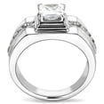 thumbnail image 3 of Anillo cuadrado diamantes corte princesa para hombre de acero inoxidable y plata de imitaciÃ³n de 4,15 quilates, 3 of 7